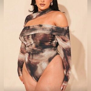 women’s off the shoulder asymmetrical neck bodysuit - shein!!